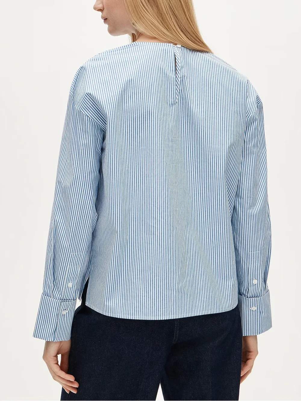 J. Crew French cuff shirt in striped cotton poplin Size 6 Blue White NWT